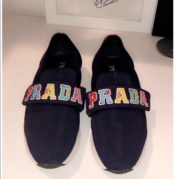 prada blue neoprene multicolour leather slip - Picture 3 of 3